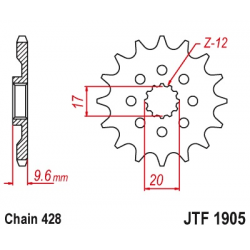 JT, přední řetězové kolečko, 2084 14 KTM SX 85 18-20, Husqvarna TC 85 18-20 (+1) (JTF1905.14)* (řetěz 428)