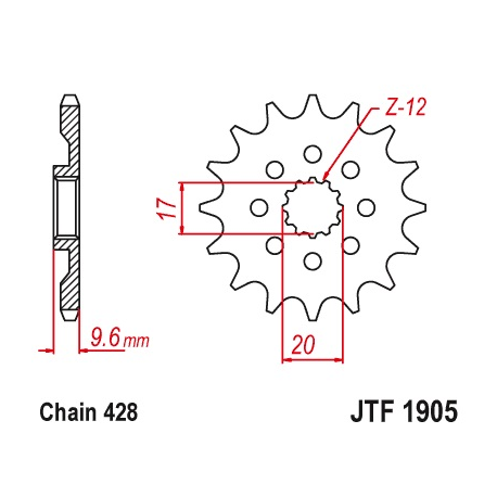 JT, přední řetězové kolečko, 2084 14 KTM SX 85 18-20, Husqvarna TC 85 18-20 (+1) (JTF1905.14)* (řetěz 428)