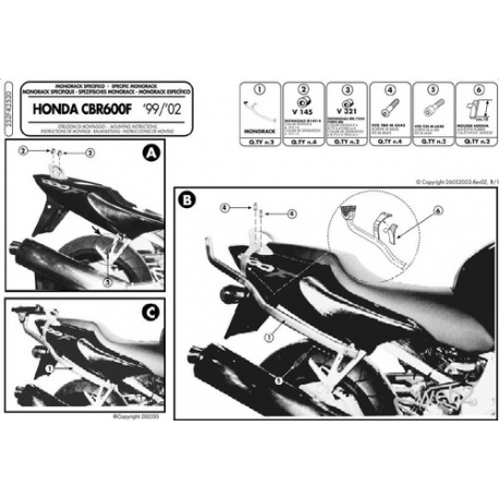 Kappa, nosič centrálního kufru, Honda CBR 600F (99-02) (bez plotny)