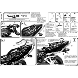 Kappa, nosič centrálního kufru, Yamaha FZS 600 FAZER (98-03) (bez plotny)