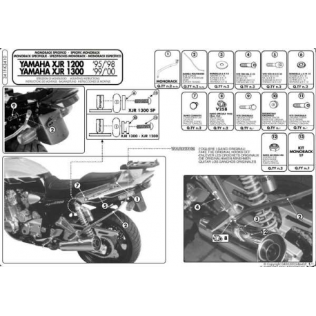 Kappa, nosič centrálního kufru, Yamaha XJR 1200 (95-98), XJR 1300 (98-02) (bez plotny)