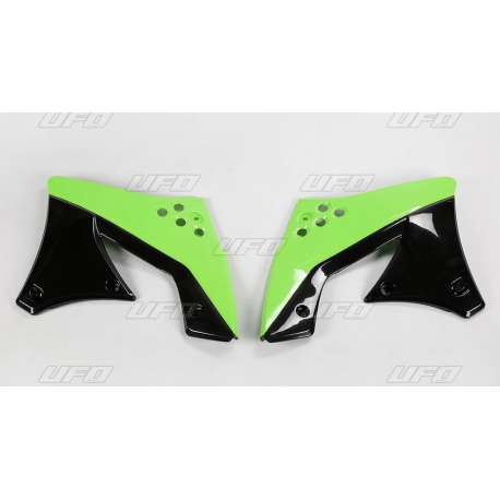 UFO, kryty chladičů, Kawasaki KXF 250 '09-'12 barva OEM (zelená/černá)