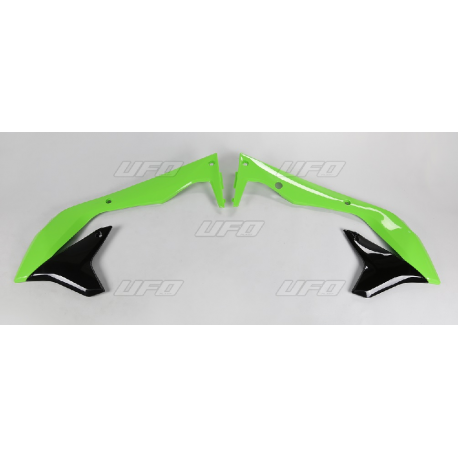 UFO, kryty chladičů, Kawasaki KXF 450 '16-'17 barva OEM (zelená/černá)