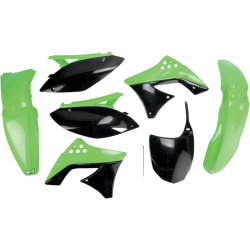 UFO, sada plastů, Kawasaki KXF 250 '09, KXF 250 '12 barva OEM (zelená/černá) (KA212E999)