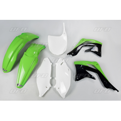 UFO, sada plastů, Kawasaki KXF 450 '12 barva OEM (zelená/bílá/černá) (KA217E999)