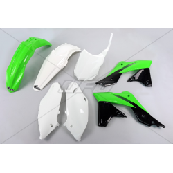 UFO, sada plastů, Kawasaki KXF 250 '14-'15 barva OEM (zelená/bílá/černá)