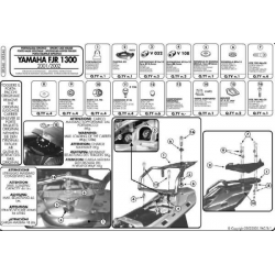 Kappa, nosič centrálního kufru, Yamaha FJR 1300 (01-05) (s plotnou Monokey)