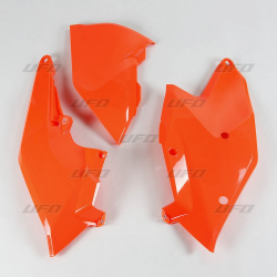 UFO, podsedlové tabulky, KTM SX/SXF 16-18, EXC/EXCF 17-19 oranžová barva FLUO