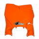 UFO, přední číslová tabulka, KTM SX/SXF 16-19 (s vyjímkou SX 250 '16) oranžová barva FLUO (s kryty přední vidlice)