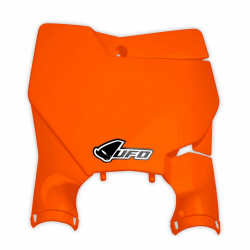 UFO, přední číslová tabulka, KTM SX/SXF 16-19 (s vyjímkou SX 250 '16) oranžová barva FLUO (s kryty přední vidlice)