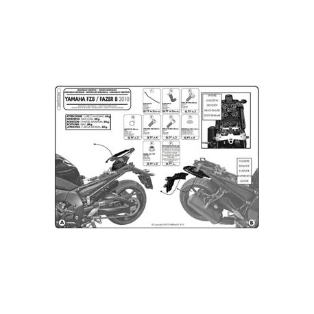 Kappa, nosič centrálního kufru, Yamaha FZ8 / FAZER 8 800 (10-15) (bez plotny)