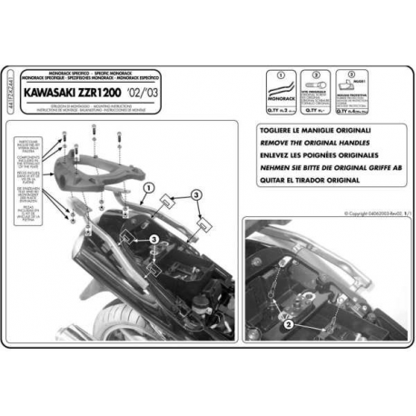 Kappa, nosič centrálního kufru, Kawasaki ZZR 1200 (02-05) (bez plotny)