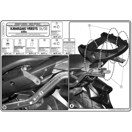 Kappa, nosič centrálního kufru, Kawasaki VERSYS 650 (06-09) (bez plotny)