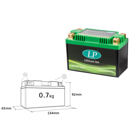 Landport, akumulátor Lithium-iontový, LIFEPO4 LFP9 (134X65X92) (YTX9BS, YT9B4, YT7B4, YT9BBS,YT7BBS) (36 WH) (hmotnost 700G) (4)