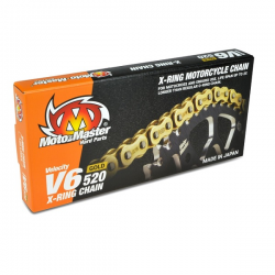 Moto-Master, řetěz V6-520G X-RING GOLD CHAIN řetěz, zlatá barva (120 článků, nýtovací spojka v sadě)