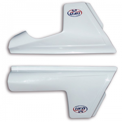 UFO, podsedlové tabulky, KTM 125/250/350/390/420/495 '81-'82 bílá barva