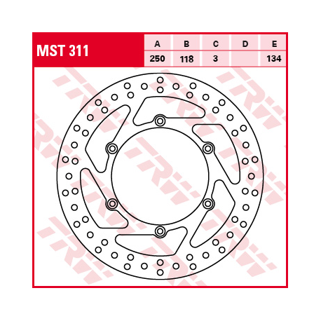 TRW Lucas, přední brzdový kotouč, Suzuki RM 125 / 250 89-12, DR 250 95-07, DRZ 400 00-05, Yamaha YZ / WRF 01-07, WR / YZ 426 / 4