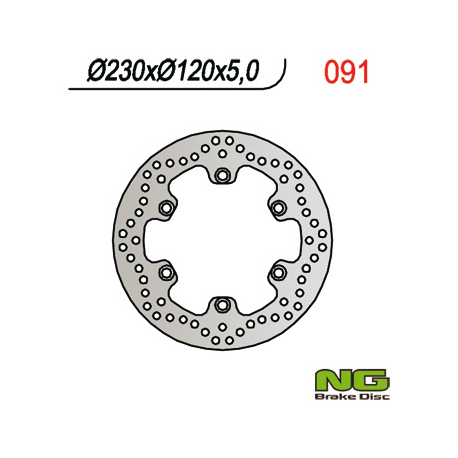 NG, zadní brzdový kotouč, Kawasaki KLR 650 '90-'07, KLE 500 '91-'07 (230X120X5) (6X10,5mm)