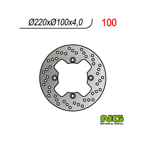 NG, zadní brzdový kotouč, Kawasaki ZX 6R '98-'07, ZX10R, ER6F/N, KLE 650VERSYS 07-14 (220X100X4,0mm) (4X10,5mm)