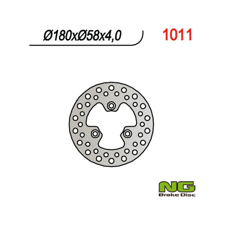 NG, přední/zadní brzdový kotouč, KYMCO skútry 50/125/150/300, QUAD 250/300 (180X58X4) 3 otvory, prům.10,5