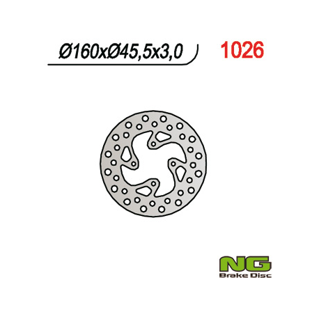 NG, zadní brzdový kotouč, KTM 65 SX '98-'20 (160mm) (160X45,5X3) (4X6,5mm)
