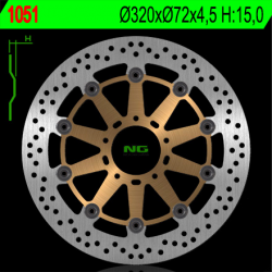 NG, přední brzdový kotouč, Ducati 749/848/999/1000/1100 '02-17 (320X72X4,5mm) (5X8,5mm) plovoucí
