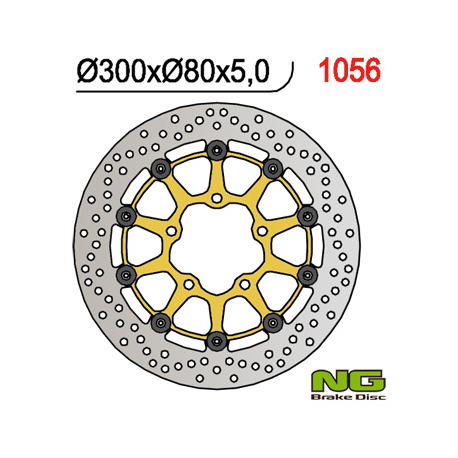 NG, přední brzdový kotouč, Kawasaki ER6 F/N, ZX 10R 04-15, ZX6R 05-16, KLE 650 VERSYS 07-15, Z 750 (300X80X5mm) (5X10,mm) plovou