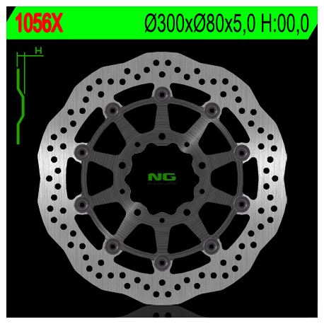 NG, přední brzdový kotouč, Kawasaki ZX6R '05-'16, ER6F/N '06-'17, KLE 650 VERSYS '07-'15, Z750, Z1000,ZX10R (300X80X5) (5X10,5mm