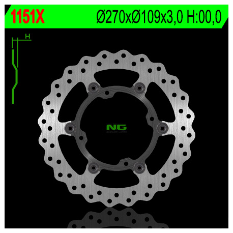 NG, přední brzdový kotouč, Kawasaki KXF 250/450 '15-19 plovoucí 270mm (270X109X3,0) 4 otvory, prům. 9,5mm WAVE