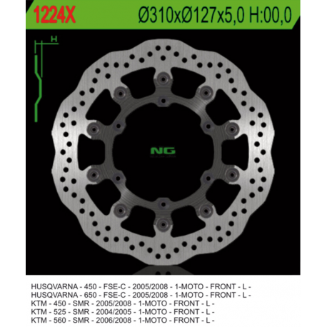 NG, přední brzdový kotouč, KTM 450/525/560 SMR, Husqvarna (310X127X5) (6X6,5mm) WAVE