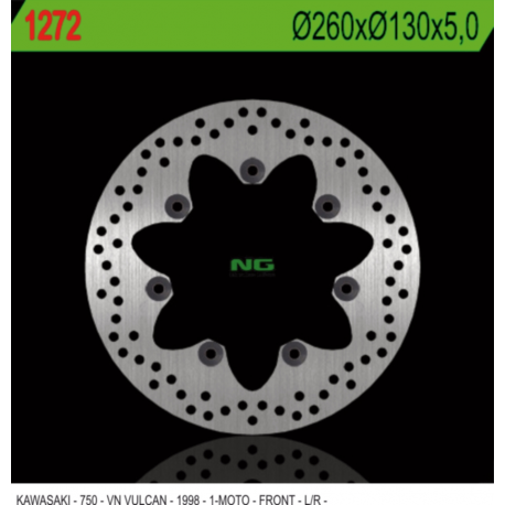 NG, přední brzdový kotouč, Kawasaki VN750 VULCAN (260X130X5mm) 7 otvorů prům.10,5