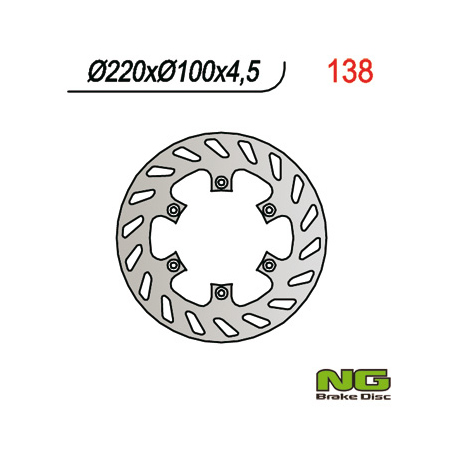 NG, zadní brzdový kotouč, Kawasaki KX 125 '89-'02, KX 250 '92-'95, KDX 200/220, KLX300/650R (220X100X4,5) (6X6,5mm)