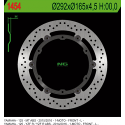 NG, přední brzdový kotouč, Yamaha YZF 125R ABS '14-'20, MT 125 ABS '15-'20 plovoucí (292X165X4,5mm) (6X8,5mm)