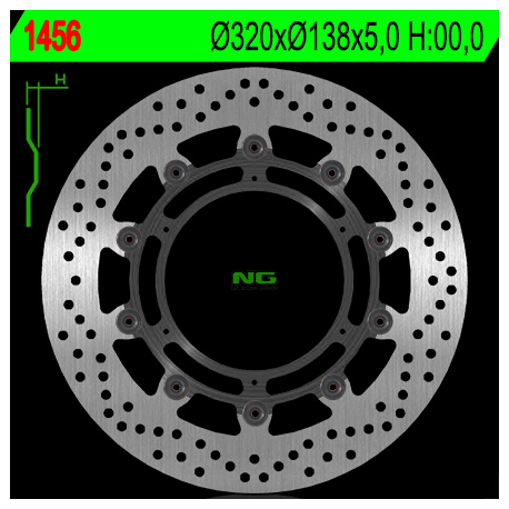 NG, přední brzdový kotouč, KTM 1050/1190/1290 ADVENTURE '13-'17 (320X138X5mm) (6X6,5mm) plovoucí