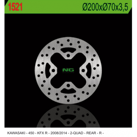 NG, zadní brzdový kotouč, Kawasaki KFX 450R '08-'14 (200X70X3,5) (4X10,5mm)
