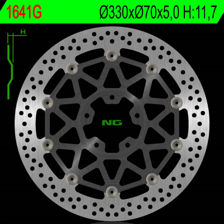 NG, přední brzdový kotouč, Kawasaki ZX 10R 17-18 (330X70X5,0mm) (5X10,5mm) plovoucí (duralový unašeč)
