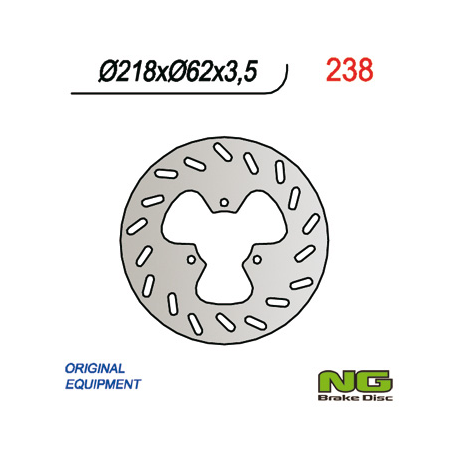 NG, zadní brzdový kotouč, Derbi 50/125, Gas Gas 125/450 (218X62X3,5) 3 otvory, prům.10,5