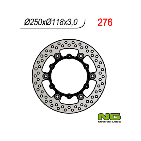 NG, přední brzdový kotouč, Yamaha YZ/YZF/WRF 01-19 plovoucí (250x118x3)(6X6,50mm), Suzuki RM 125/250 '99-'10
