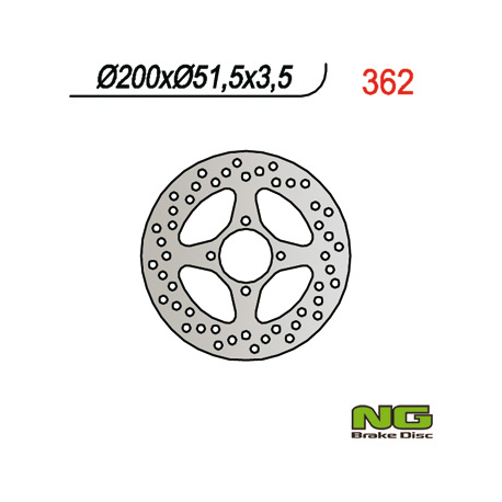 NG, zadní brzdový kotouč, Yamaha YFM 350/ YFZ 450 03-04 (200X51X3,5) (4X8,5mm)