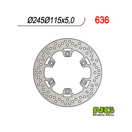 NG, zadní brzdový kotouč, Yamaha FZS/ FZR/ XJ600/ XT660/YZF 600 THUNDERCAT (245x115x5) (6X8,5mm)
