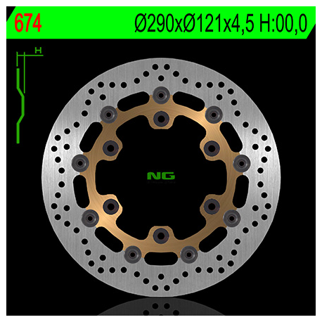 NG, přední brzdový kotouč, Suzuki DR 650SE '96-10 (290X121X4,5) (6X10,5mm) plovoucí