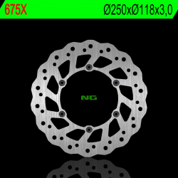 NG, přední brzdový kotouč, Suzuki RM/RMZ 250/DRZ, Yamaha YZ/YZF/WR 02-19 (250X118X3) (6X6,5mm) WAVE - nahrazuje NG854