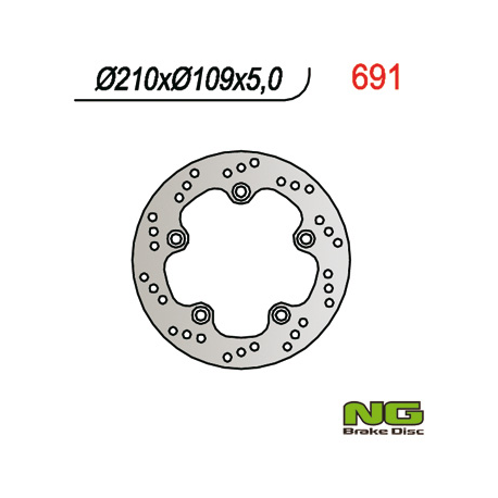 NG, zadní brzdový kotouč, Suzuki AN 250 98-03, AN 400 98-02 (210x109x5) (5X10,5mm)