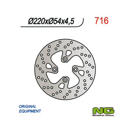 NG, přední brzdový kotouč, Yamaha MAJESTY 125 98-09, MBK 125/150/180 (220X54X4,5) (4X8,5mm)