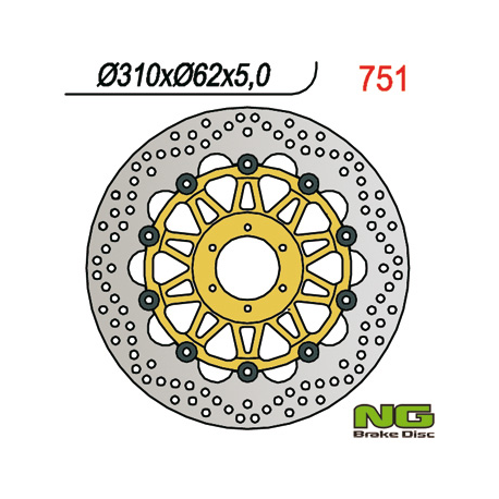 NG, přední brzdový kotouč, Honda CBR 900 98-99 (310x62x5) (6X6,5mm)