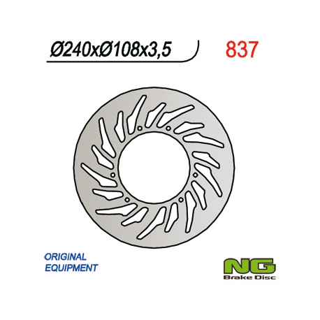 NG, přední brzdový kotouč, Yamaha DT 50R 03-08, XT 125R 05-08, MBK 50X-LIMIT 03-05 (240X108X3,5) (6X6,5mm)