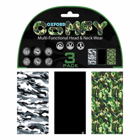 Oxford, multifunkční návlek na krk Comfy, 3ks v balení, barva CAMO