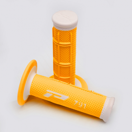 Progrip, gripy PG791 Off Road (22+25mm, dél.115mm), barva bílá/oranžová Fluo (dvousměs.) (791-242) (PG791WH/ORF)