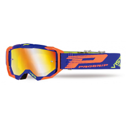 Progrip, MX brýle PG3303 FL VISTA, barva modrá/oranžová fluo (sklo PG3347 žluté zrcadlové Antiscratch, No Fog, Anti UV