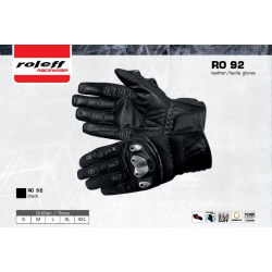 Roleff, letní textilní rukavice, model RO92, barva černá, velikost XL